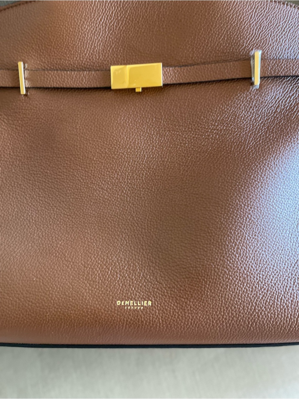 DeMellier Tan-Brown Leather Top-Handle Satchel with Gold Hardware - Picture 6 of 15